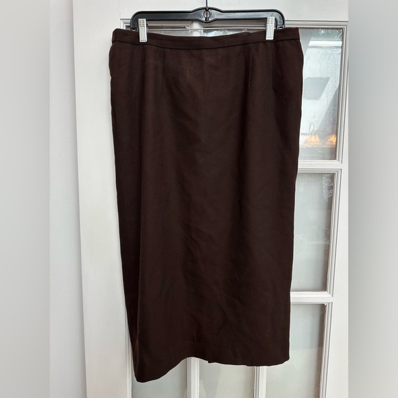 Vintage Gianni 100% Wool Rich Chocolate Brown Midi Skirt Women’s Size 14 - Picture 10 of 10